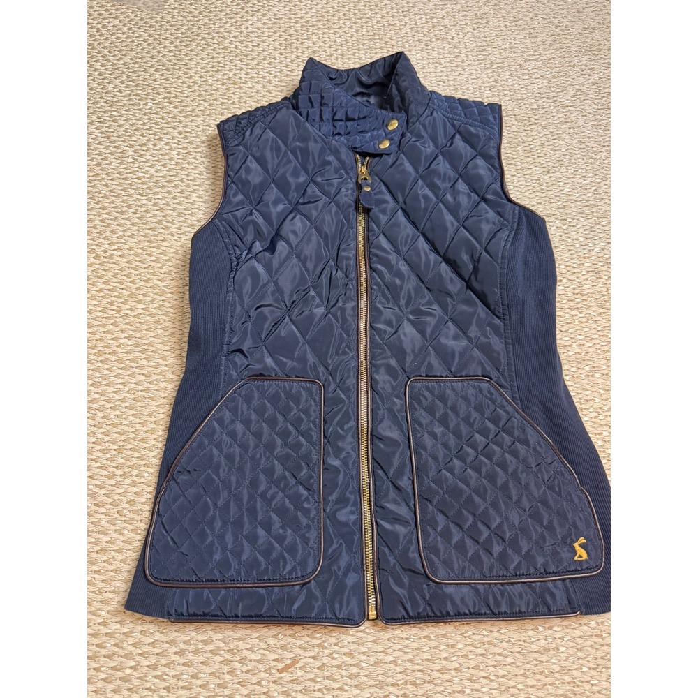 Joules Navy Blue Quilted Vest Gilet Equestrian Horse Print Lining US 6 UK 10